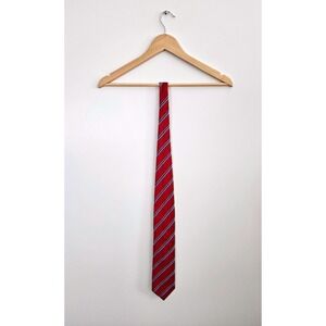 Brioni Italy Red Striped‎ Silk Tie Handmade Luxury Designer Necktie 3.5"